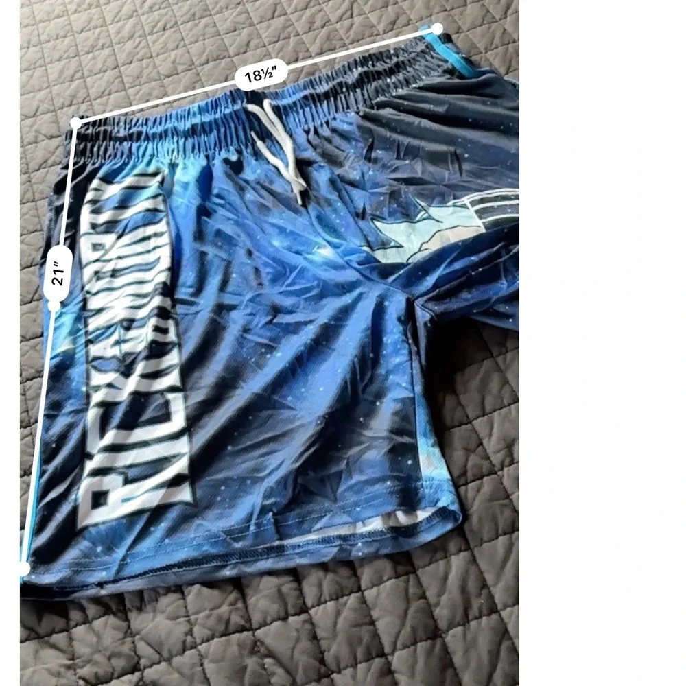 Rick and Morty Mens Galaxy Mesh Basketball Shorts Blue Black 2XL Adult Swim